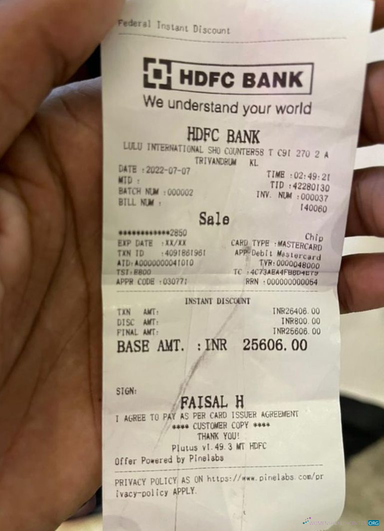 Download India HDFC bank payment check Photoshop template